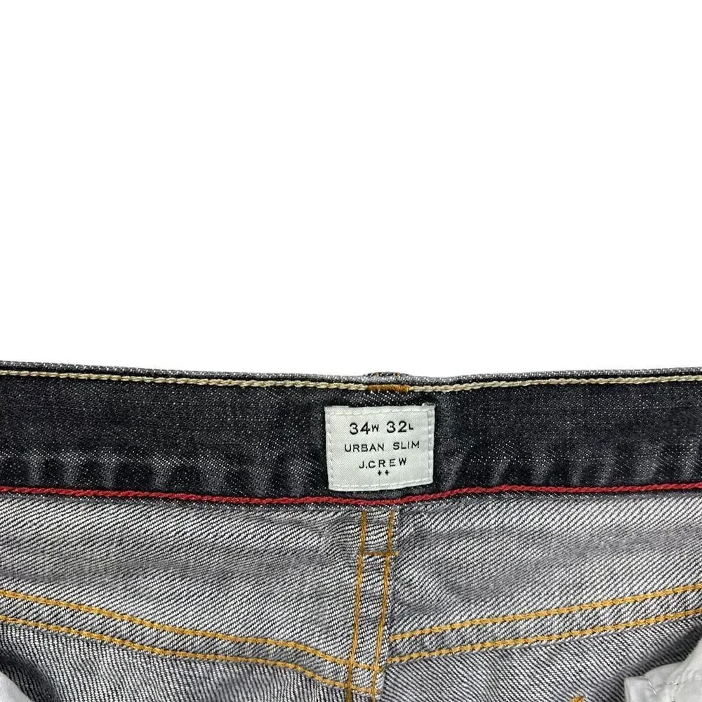 J. Crew Mens Jeans Urban Slim Straight 5 Pocket Zip Fly Black Wash Size W34*